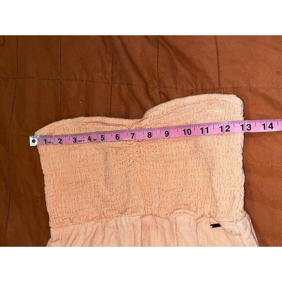 Volcom Peach  Strapless Smocked High-Low Pull On Unlined Women's Dress Size S - Picture 6 of 9